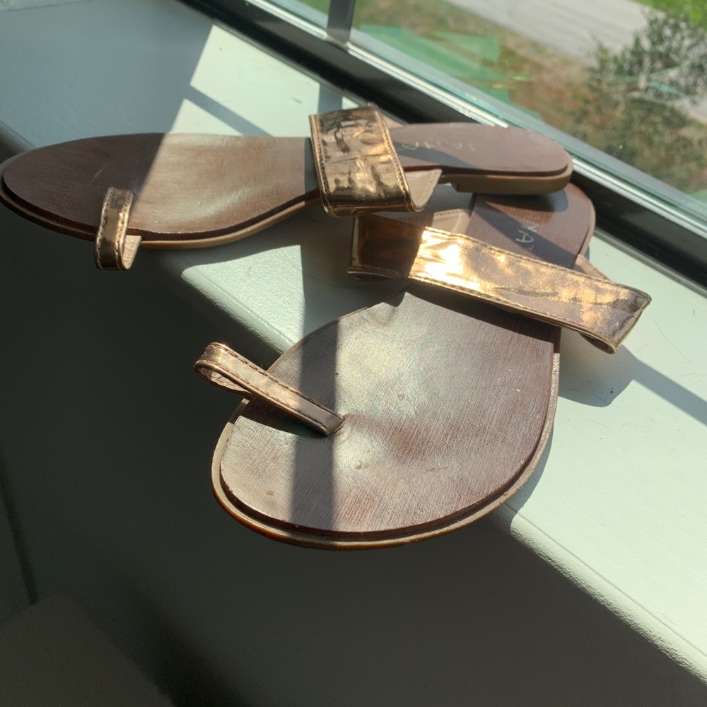 Rose gold flat sandals